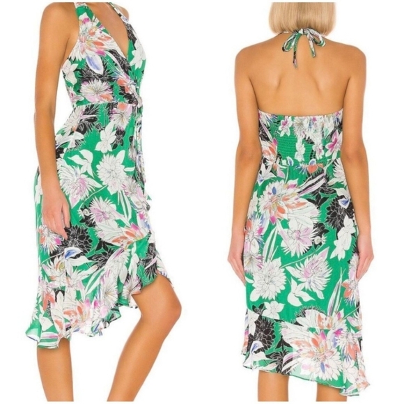 Parker Women's Addie Halter Neck Wrap Front Midi Dress - Picture 1 of 4